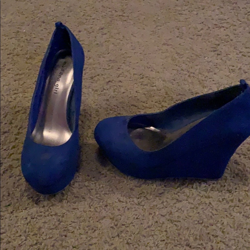 Royal blue felt wedges